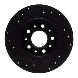 Buick LaCrosse Brake Rotor (1) - Rear Right - R1 Concepts - Drilled & Slotted - Black - `16-`25